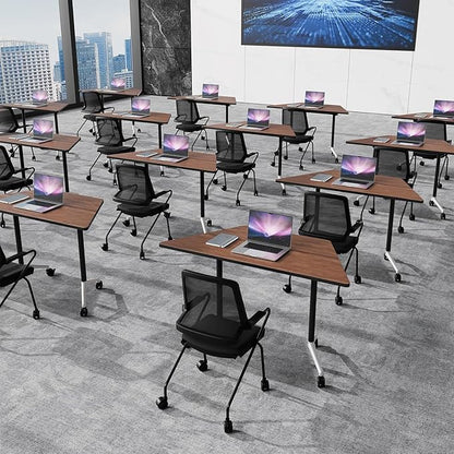 Folding Conference Table, Rectangular Conference Room Tables, Mobile Modular Training Table, Solid Steel Frame,Thickened Panel,for Schools,Meeting Room and Offices (8PCS, 47in)