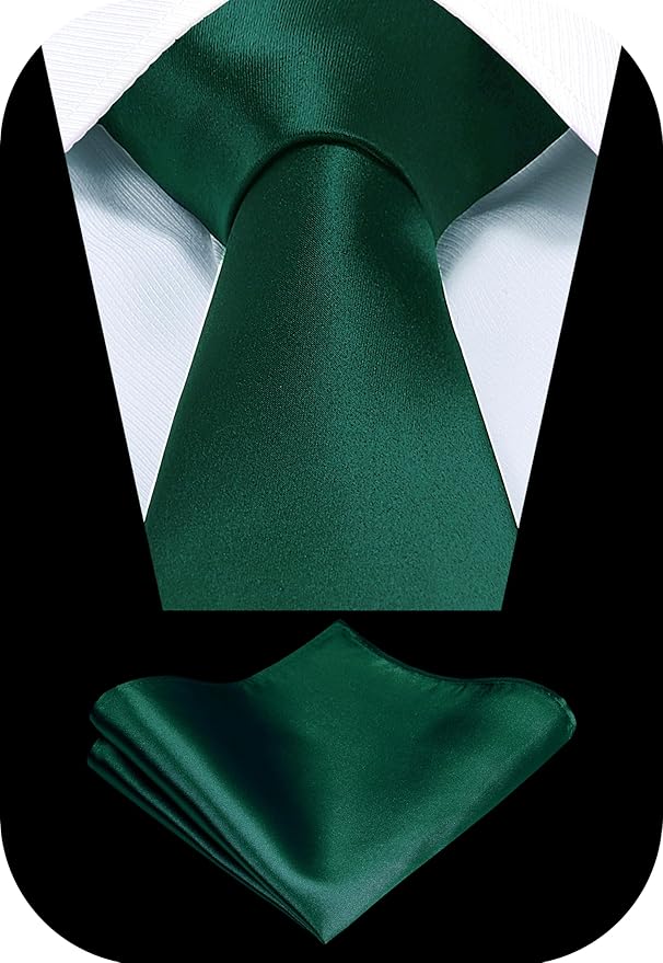 TIE G 5pcs Tie Set in WHITE OR BLACK GIFT BOX: Solid Color Necktie, Satin Bow Tie, Pocket Square, Lapel, Cuff Links