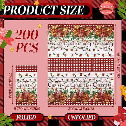 Karenhi 200 Pcs Christmas Gingerbread Napkins 2 Ply Red and White Buffalo Plaid Xmas Paper Napkins Disposable Hand Towel for Bathroom Decorative Napkin Paper Hand Towels Christmas Decorations