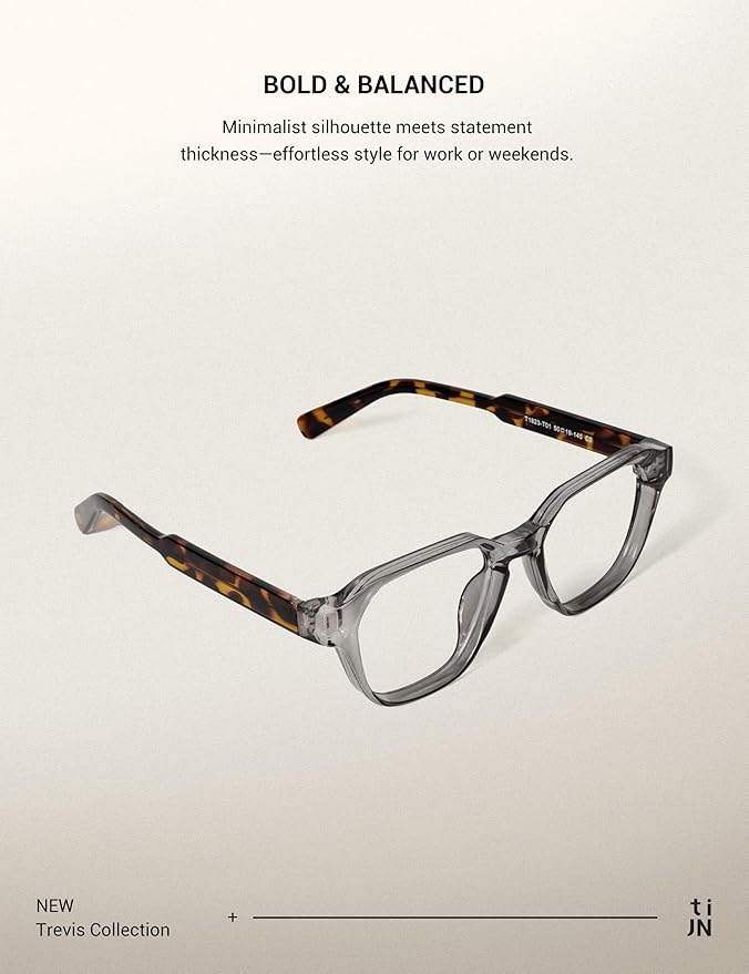 TIJN Blue Light Blocking Glasses for Women Men TR90 Rectangle Frame and Chic Preppy Style Computer Screen Glasses
