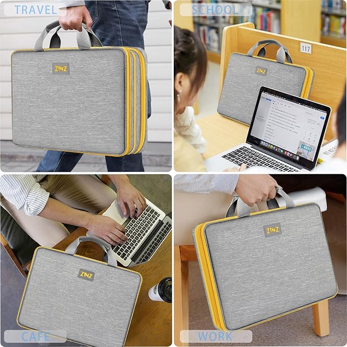 ZINZ Laptop Case 15 15.6 16 inch Sleeve, Expandable Computer Hand Bag with Multi-pockets Compatible with MacBook Pro 16 inch M4/M3/M2/M1, MacBook Air/Pro 15 inch and 15-16 inch Notebooks，G01YL01