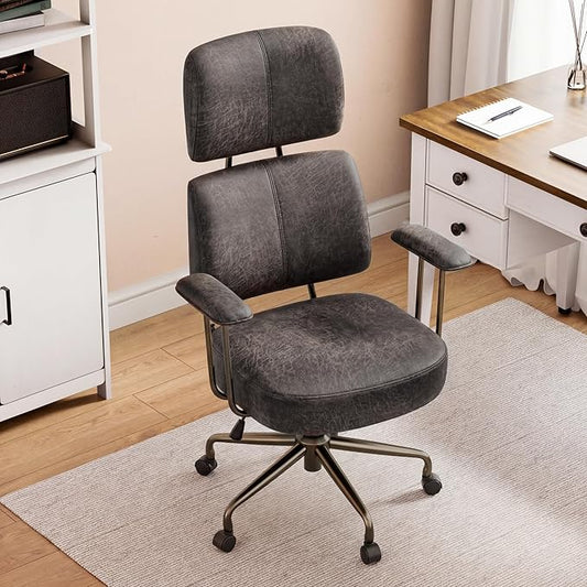 EUREKA ERGONOMIC Home Office Desk Chairs, Ergonomic Computer Chair with High Back, Executive Office Chair with Lumbar Support, Spring Cushion Seat, Mid-Century Modern, Brown-Gray