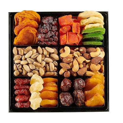 Dried Fruit & Nuts Gift Basket Arrangement Platter, Gourmet Food Snack Box, For Christmas, New Years, Birthday Care Package, Healthy Kosher - Her Him - 12 Snackberry Assortment (2-Pack)