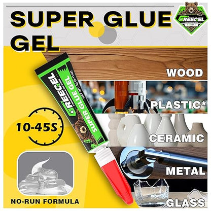 Super Glue Medium for Plastic, Metal, Leather, Wood, Ceramic, Premium Superglue 2 oz - Clear Cyanoacrylate Adhesive (CA) Instant Glue with Extra Gel for Quick Fixes & Repair (1 Pack)