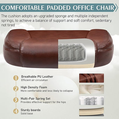 Leather Office Chair, PU Home Computer Desk Chairs with Ergonomic Back Support, 360°Swivel Free，Small Gaming Chair with Wheels and Adjustable Armrests, for Short People Use