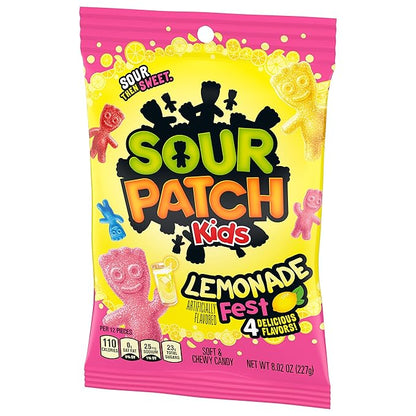 SOUR PATCH KIDS Lemonade Fest Soft & Chewy Candy, 8.02 oz (Pack of 8)