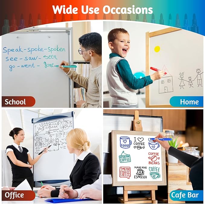 Dry Erase Markers, Bullet Tip Whiteboard Markers, Low Odor Thick Dry Markers, 12 pack Assorted Colors for Kids/Teachers (12 Count 12 Colors)