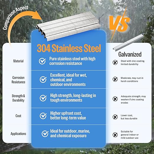meite 20 Gauge 304 Stainless Steel Upholstery Staples, 1/2-Inch Crown with 1/4-Inch Leg Length, Heavy Duty Staples for Construction, Furniture, Crafts & DIY Projects (1 Box)