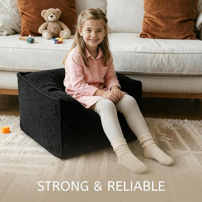 Square Boucle Pouf Ottoman Footrest – Soft & Lightweight Footstool with Foam Filling for Living Room & Bedroom, Laid-Back Lounge Style