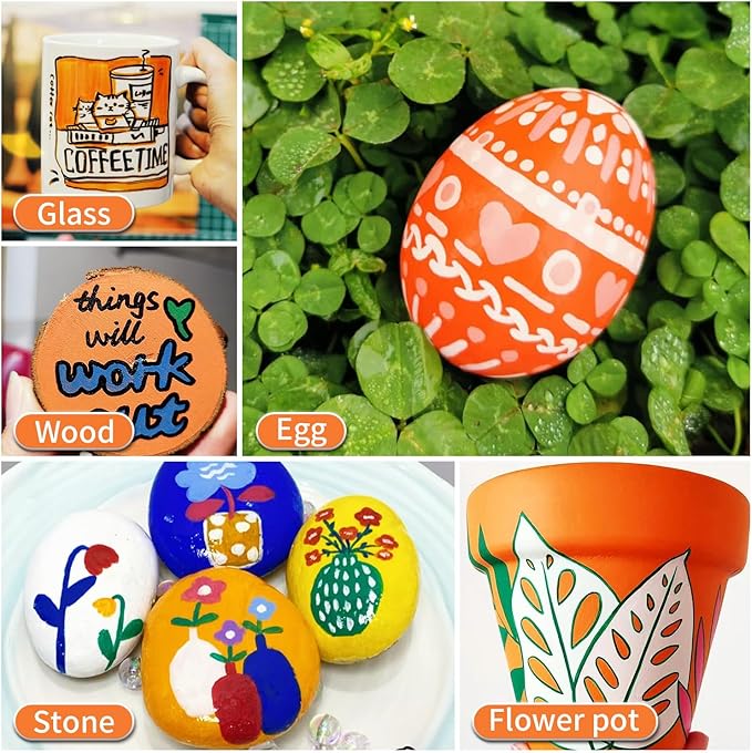 Orange Permanent Paint Pens - 12 Pack Oil Based Paint Markers, Pens For Rock Painting Car Tyre Metal, Plastic, Canvas, Mugs, Wood, Glass, Quick Drying and Waterproof, Medium Point