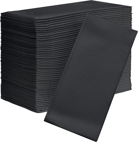 American Homestead Paper Napkins – Disposable Linen-Like Dinner Napkins for Weddings, Parties & Restaurants – 15.75" x 15.75" Black, 100 Count Bulk Pack