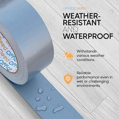 Duct Tape Heavy Duty Waterproof, 30 Yards x 2 Inch, 12-Roll Pack, All-Weather Grey Duct Tape Bulk, Strong, No Residue, Industrial and Professional Use