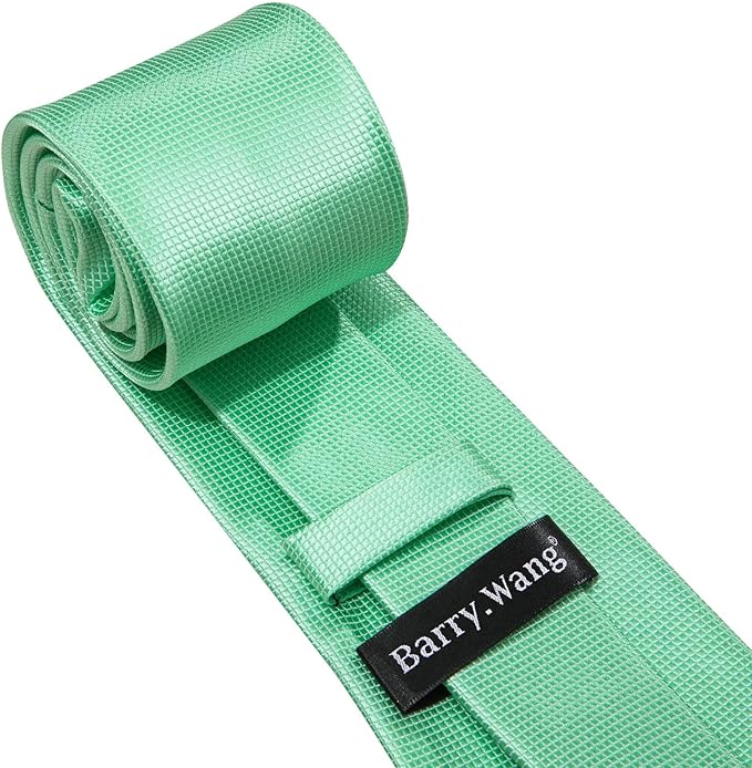 Barry.Wang Tie Sets for Men Silk Solid Necktie Stain Ties Handkerchief Pocket Square Cufflinks Wedding Business Dyed