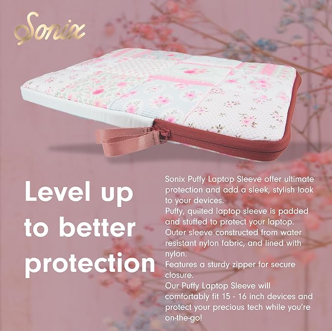 Sonix | Puffy Laptop Sleeve | 15-16 Inch, Quilted Pillow Puffer Laptop Carrying Case, Computer Sleeve | Patchwork Cottage