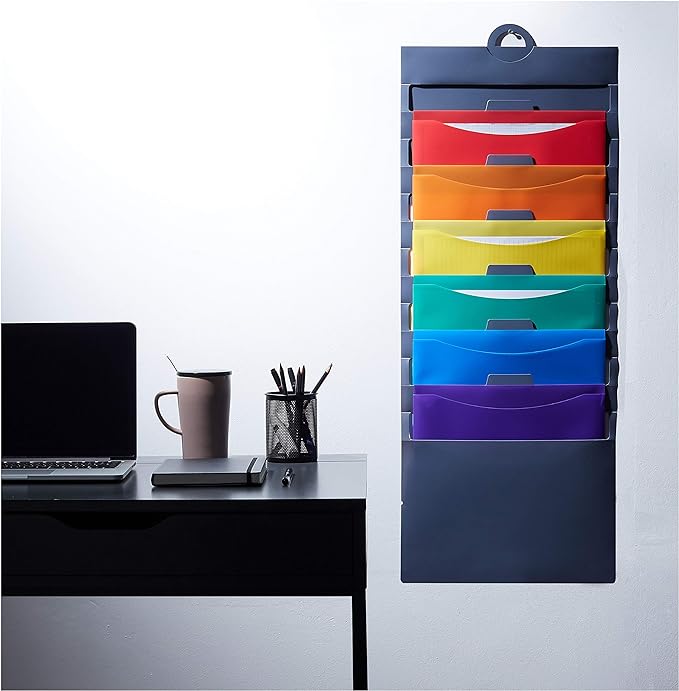 Amazon Basics 36-inch Hanging File Folders - Multicolor Letter Size File Organization System - Vertical Paper Storage for Home Office, School & Classroom