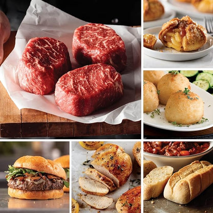 Omaha Steaks Premier Ribeye Steakhouse Gift Bundle (4 Butcher's Cut Ribeyes, 4 PureGround Delmonico Ribeye Burgers, 4 Air-Chilled Steakhouse Chicken Breasts, 4 Individual Baguettes with Garlic Butter, 4 Potatoes au Gratin, 4 Caramel Apple Tartlets, 1 j...