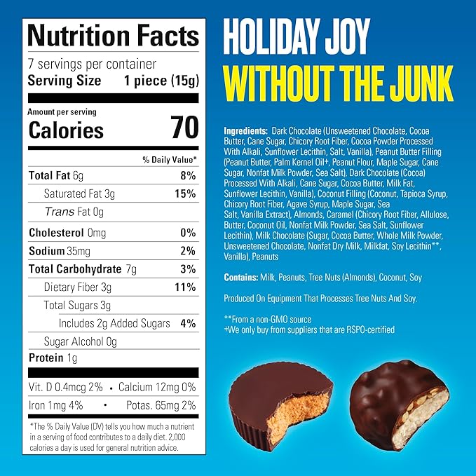 SkinnyDipped Cups & Bites | Low Sugar, Low Carb, Keto Friendly & Gluten Free | Holiday Gift Box – Assorted Chocolate & Nut Variety Pack