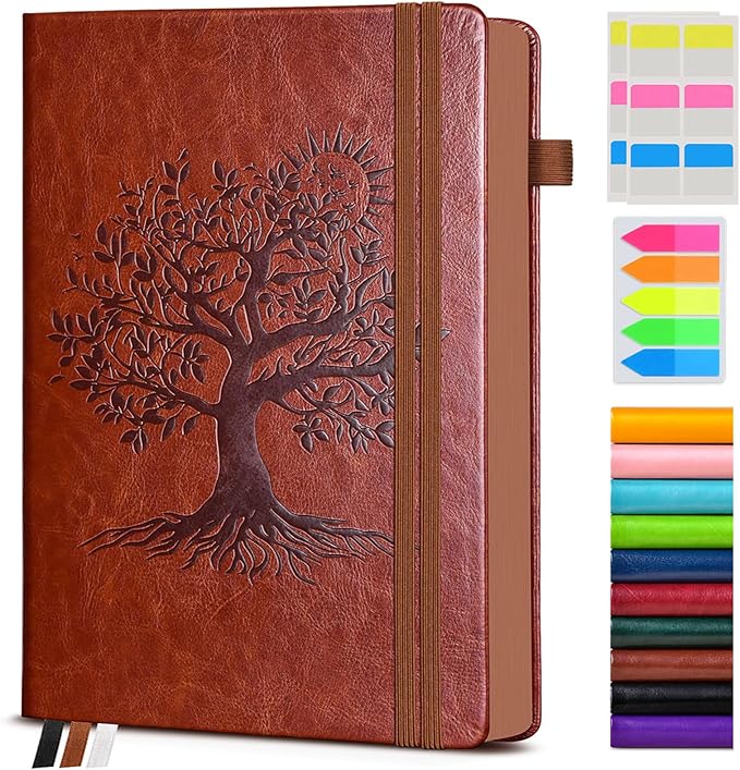 Vintage Leather Journal with 300 Numbered Pages,B5 Lined Journal for Men Women,Daily Journals for Writing,College Ruled Notebook for Work,School,Note taking,Travel Diary,Large (7" x 10")