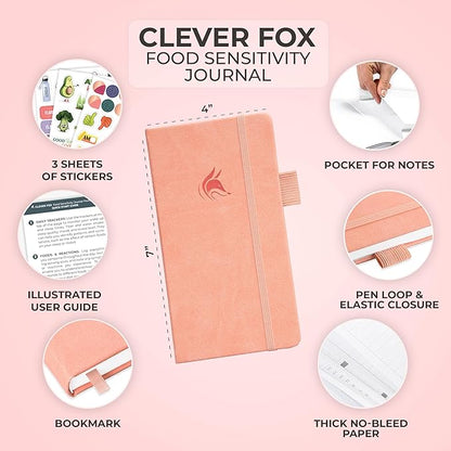Clever Fox Food Sensitivity Journal Pocket – Daily Intolerance & Symptom Log for IBS, Diabetic, Low Fodmap, Elimination Diet – Health Tracker, 3.7x6.7 (Peach Pink)