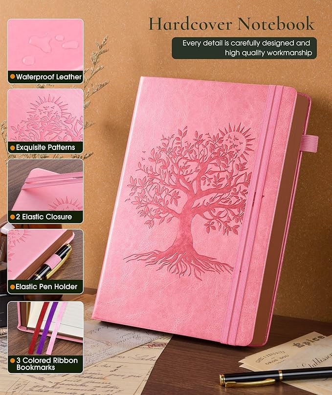 Vintage Leather Journal - 300 Page Lined Journal Notebook with Numbered Pages,A5 Notebook for Women Men,Travel Diary,Daily Journal for Writing, Note Taking, School & Work (5.8" x 8.3")