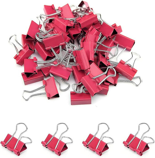 50 Pack Small Red Binder Clips 3/4 Inch (19 mm), Colored Little Paper Clamps, Tiny Mini Paper Clips for Office Home School Business 0.75"