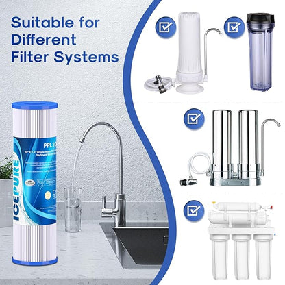 10" x 2.5" Pleated Sediment Water Filter Cartridge Replacement Any 10 inch RO Unit, Compatible with R50, Dupont WFPFC3002, Whirlpool WHKF-WHPL, GE FXWPC, Hydronix SPC-25-1050, Watts FM-50-975 4PACK
