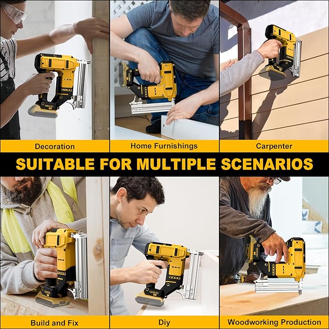 18 Gauge Cordless Brad Nailer for Dewalt 20V MAX Battery, Battery Powered Nail Gun with 1000 Nails, Lightweight Electric Nail Gun for Woodworking, DIY, Framing & Home Improvement (No Battery)