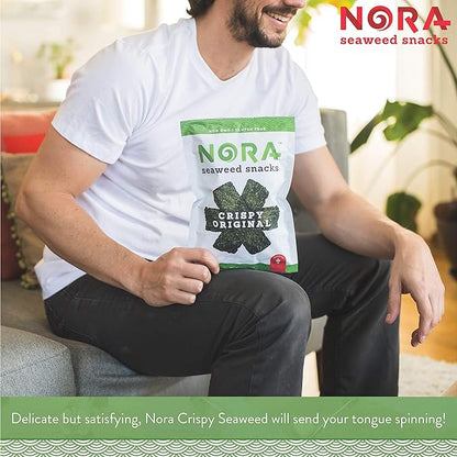 Original Crispy Seaweed Snacks by Nora, Low-Carb Healthy Snacks for Adults, Thick Nori Sheets Snack Strips, Asian Snacks, Vegan, Gluten-Free, Non-GMO, 12-Pack