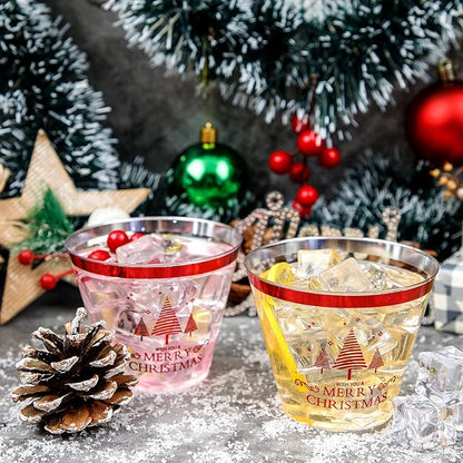 WELLIFE 60Pcs Christmas Party Cups, 9oz Merry christmas Cups, Christmas Disposable Plastic Cups for Daily Use, Holiday Party Supplies