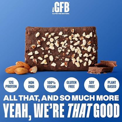 The GFB Dark Chocolate Almond Protein Bars - Gluten Free, Plant Based, Non GMO, Sustainably Made – Ridiculously Tasty, Healthy, Vegan, Nutrition Snack Protein Bars, 2.05 oz (12 Count)