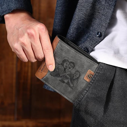 Personalized Wallet for Men – Custom Bifold Wallet with Photo, Text, Name, Calendar, RFID Blocking Slim Wallet, Gift for Husband, Dad, Boyfriend, Father’s Day, Birthday, Valentine’s Day (Black)