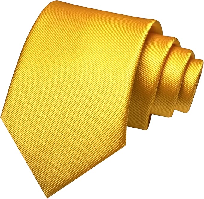 JEMYGINS Solid Color Formal Necktie and Pocket Square Tie Clip Sets for Men