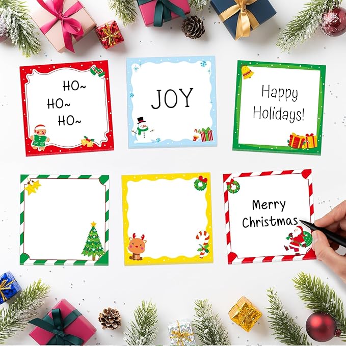30 Pack Christmas Sticky Notes- 600 Sheets Xmas Notepads for Adult Appreciation Gifts Holiday Notes Message Reminder School Supplies