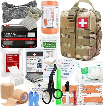 IFAK Kit Trauma Kit Military Medical First Aid Kits Bleeding Contral Emergency Survival Bug Out Bag for Camping Gear Supplies Hiking (Camouflage)
