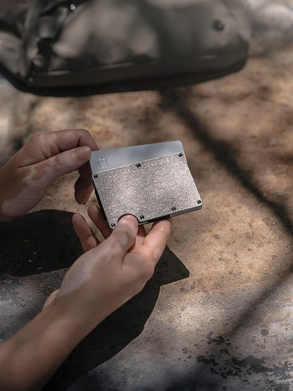 The Ridge Wallet - Slim Minimalist Compact Wallet and Card Holder| RFID Protected Front Pocket Wallets | Integrated Money Clip | Stonewashed Titanium