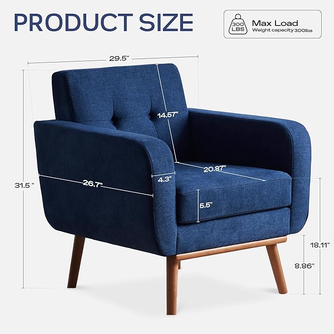 HUIMO Living Room Set, Button Tufted Living Room Furniture Sets, Upholstered Modern Couch Set with Solid Frame, Deep Seat Sofa Set for Living Room, Office (Dark Blue, 2 Piece Set-loveseat+Chair)