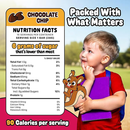 Snakkidz Organic Chewy Granola Bar, Allergen Free, Made with Avocado Oil, Low Sugar (15 Bars, Chocolate Chip)