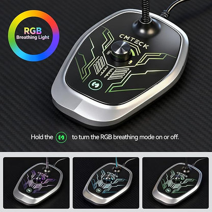 CMTECK USB Computer Microphone, PC Microphone with RGB Light, Mute Function, Noise-Cancelling Recording Desktop Mic for PC/Laptop for Online Chatting, Home Studio, Podcasting, Gaming, Skype, YouTube
