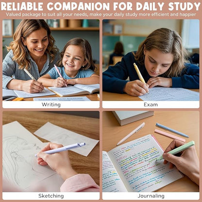 65PCS Aesthetic School Supplies with Cute Pencil Case, Pastel Highlighters Gel Pens Mechanical Pencils Set 0.5 0.7 & 2.0mm, Office Back to School Supplies College Essentials Kit Student Stationary Set