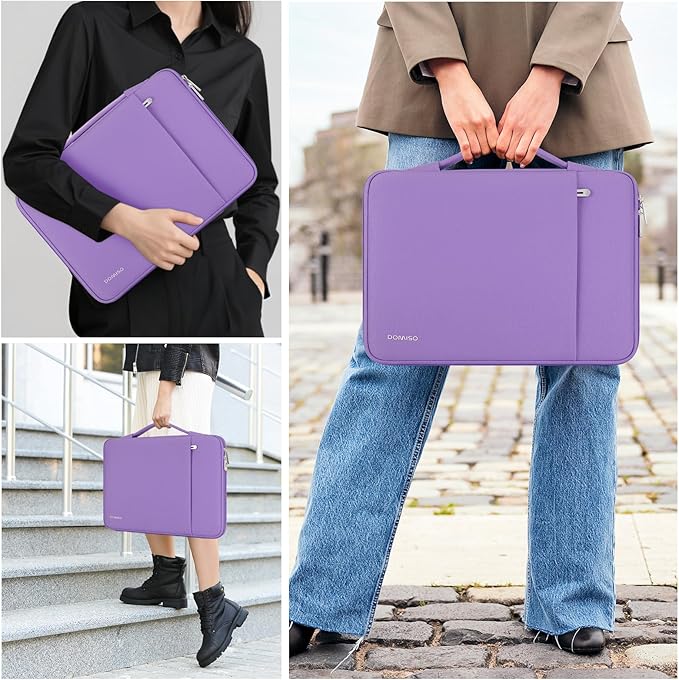 DOMISO 16 inch Laptop Sleeve Case Water Resistant Shockproof Protective Computer Bag for 16" Dell/HP Pavilion Envy/ThinkPad IdeaPad/ASUS Vivobook,Purple