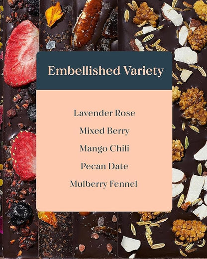 Spring & Mulberry Healthy Dark Chocolate Bars Sugar Free - Date Sweetened Chocolate Gift Box - Healthy Bars, Gluten Free & Vegan - All Bar Holiday Chocolates Gift Set