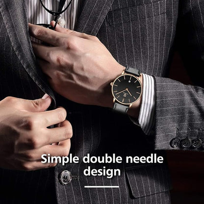 L LAVAREDO Watch for Men, Extremely Thin Mens Watches Minimalist Analog Men's Leather Wrist Watches with Time/Date, Birthday Gift for Men Boyfriend
