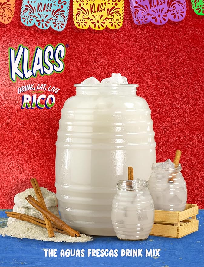 Klass Aguas Frescas, Drink Mix Mexican Variety Pack: Horchata Limeade Hibiscus & Tamarind Drinks | Flavors From Natural Sources With Vitamin C (Makes 7 to 9 Quarts) 14.1 Oz Family Pack (4-Pack)