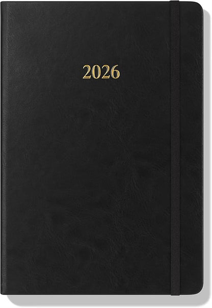Wykeham's Executive 2026 Daily Journal Planner – US Public Holidays & Format – Customization Available (Black, 8.5"×5.5")