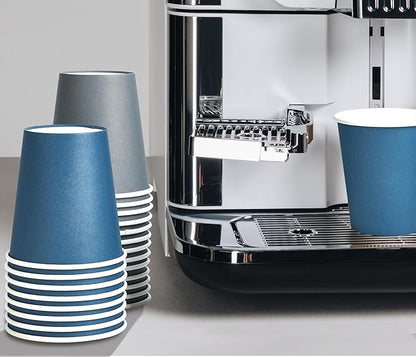 LITOPAK 100 Pack 12 oz Disposable Paper Coffee Cups with Lids for Coffee, Water, Juice, or Tea, Blue and Gray Hot Paper Cups for Home, Restaurant, Store, and Cafe