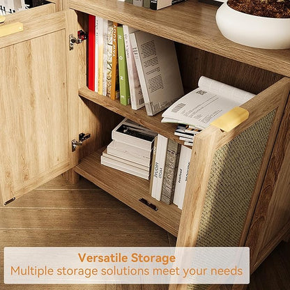 Bookshelf, 71" Tall Bookcase with Doors, 5 Tier Wooden Bookshelf Open Shelf Bookcase, Modern Farmhouse Bookshelves for Office, Library, Living Room (Set of 2)