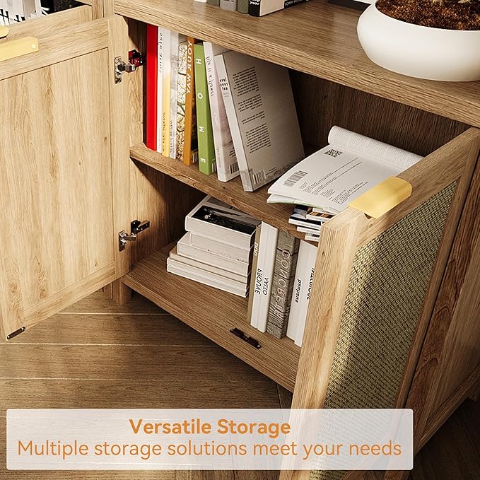 Bookshelf, 71" Tall Bookcase with Doors, 5 Tier Wooden Bookshelf Open Shelf Bookcase, Modern Farmhouse Bookshelves for Office,Library, Living Room