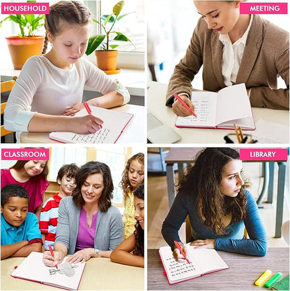 feela 3 Pack Notebooks Journals Bulk, Hardcover Notebook Classic Ruled Lined Journals with Pen Holder for Women Girls School Business Supplies, with 3 Black Pens, 120 GSM, 5.1”x8.3”, A5, Berry