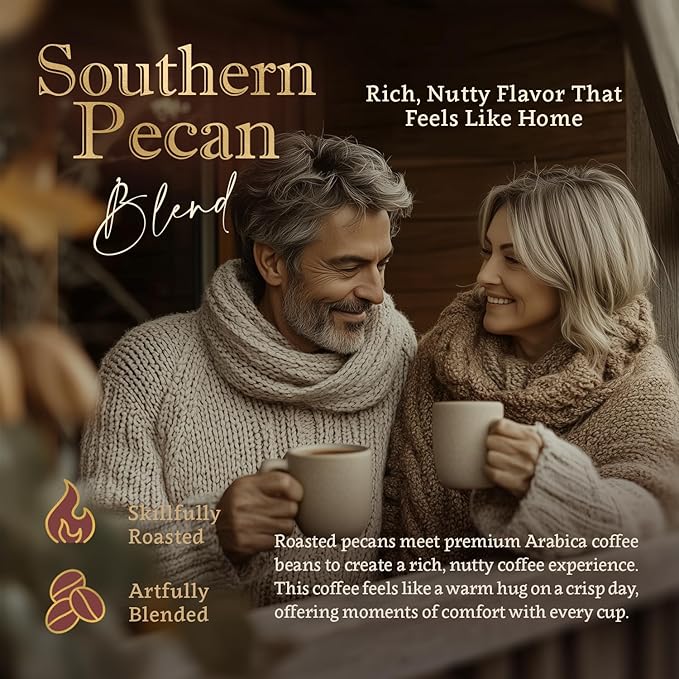 Southern Pecan Flavored Ground Coffee – Medium Roast, 100% Arabica, Single Origin – Organic, Naturally Flavored, No Artificial Additives – by Coffea Flavor