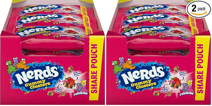 Nerds Gummy Clusters Candy, Rainbow, Springtime Easter Candy, 3 Ounce Pouches (Pack of 24)